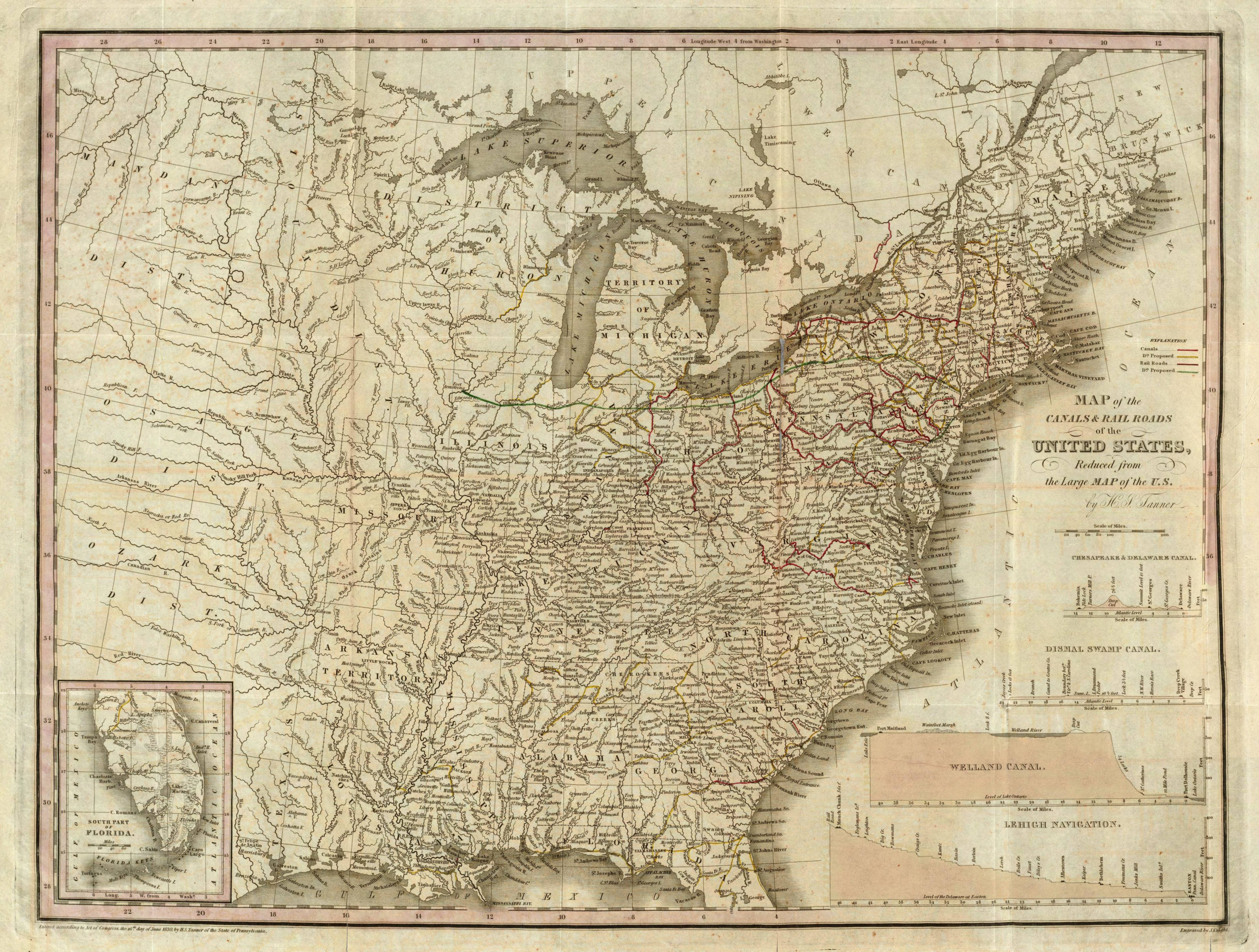 1830 Map of North American Canals - The American Canal Society