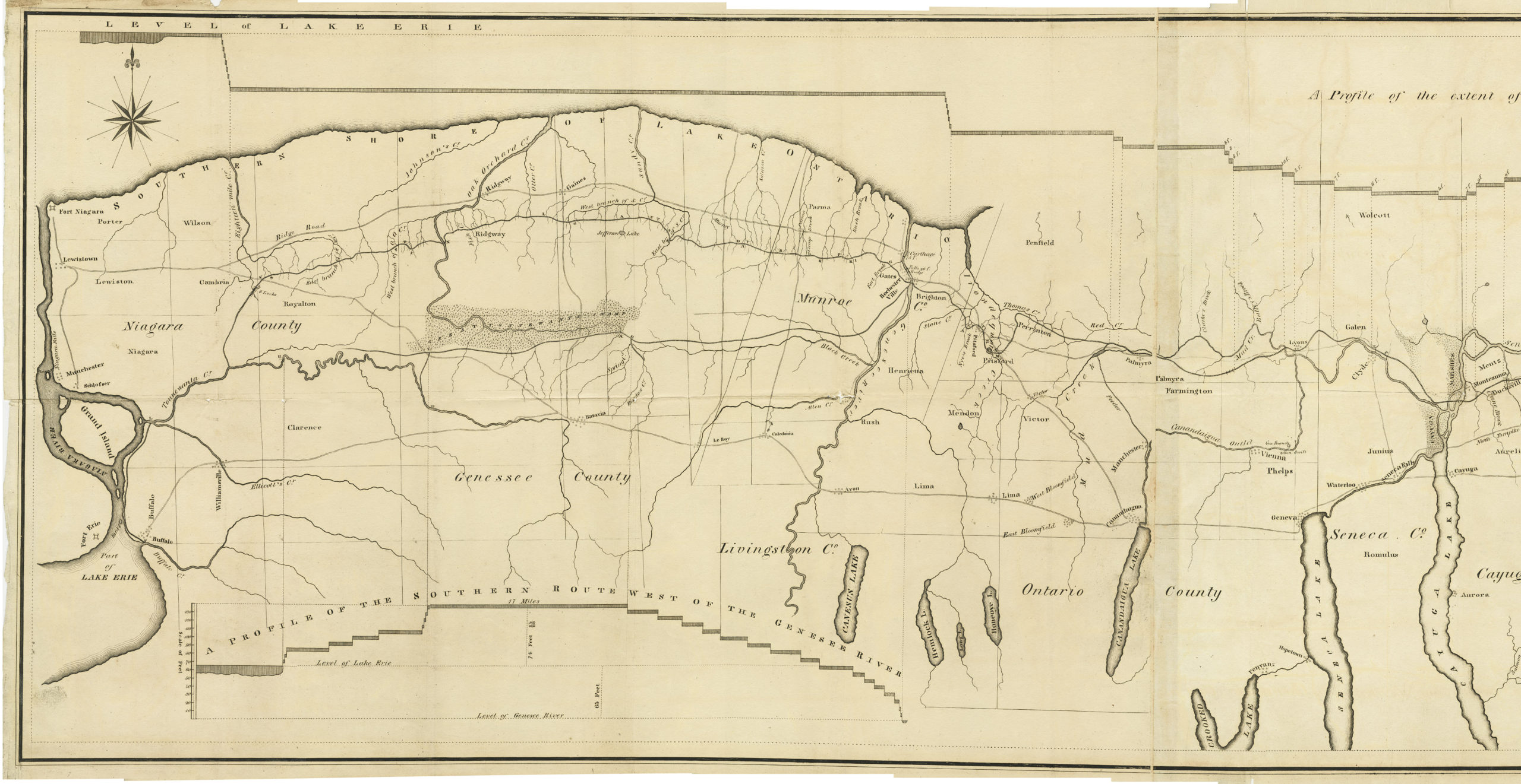 1821 Map Erie Canal The American Canal Society   1821 Erie Canal Map West Scaled 